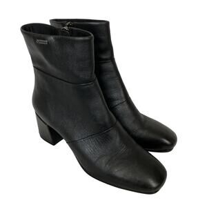 Vintage 90s Kenneth Cole Square Toe Ankle Boots‎ 7.5 Black Leather Chunky Heel